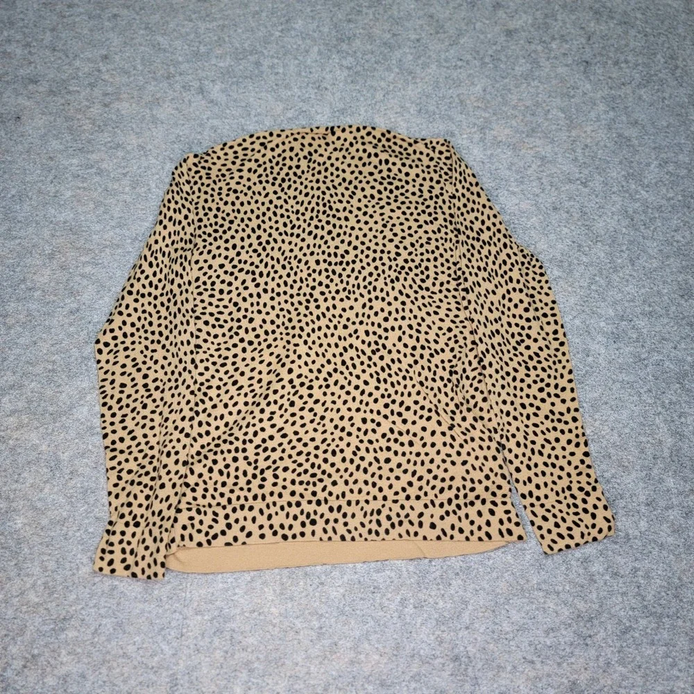 J.Crew‎ Teddie Sweater Small Tan Black Animal Print Long Sleeve Cotton Top